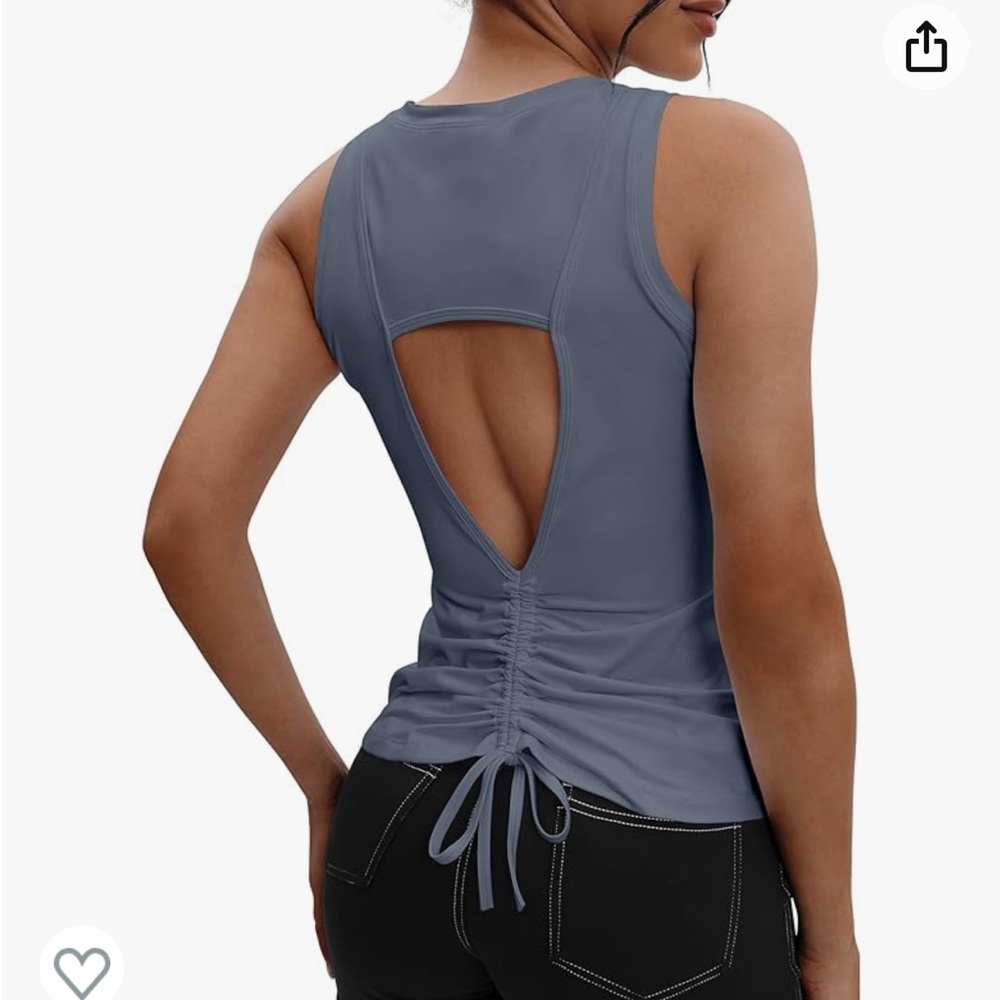 Ruched Workout Tank Top Open Back